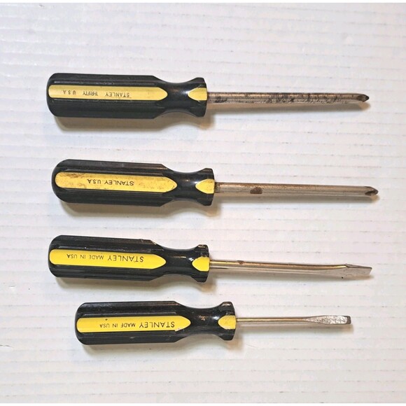 Stanley Screwdriver Lot 4 Philips Flat Slotted Head Hand Tools Vtg Made In USA - Picture 3 of 3